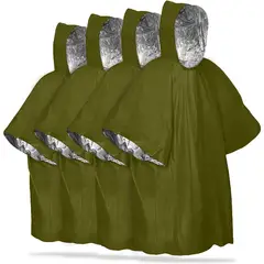 VATYERTY - 4 ponchos de lluvia de emergencia con capucha Verde
