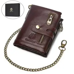 SCHLATUM - Billetera Hombre Cuero Genuino y Bloqueo RFID Gran Capacidad