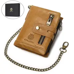 SCHLATUM - Billetera Hombre Cuero Genuino y Bloqueo RFID Gran Capacidad