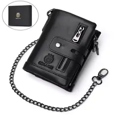 SCHLATUM - Billetera Hombre Cuero Genuino y Bloqueo RFID Gran Capacidad