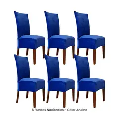 VIURE - 6 Fundas Nacionales de Terciopelo para Silla Recta - Azulino