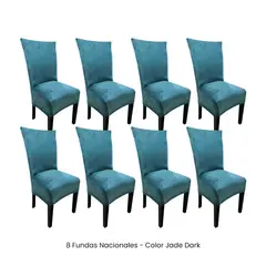 VIURE - 8 Fundas Nacionales de Terciopelo para Silla Recta - Jade Dark