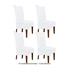 VIURE - 4 Fundas Nacionales de Terciopelo para Silla Recta - Blanco