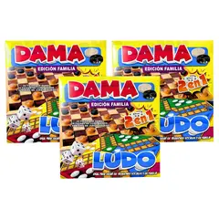 GENERICO - PACK 3 JUEGO 2 EN 1 DAMAS Y LUDO - JUEGO DE MESA