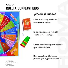 GENERICO - PACK 3 RULETA DE CASTIGOS 2 EN 1 JUEGO DE MESA