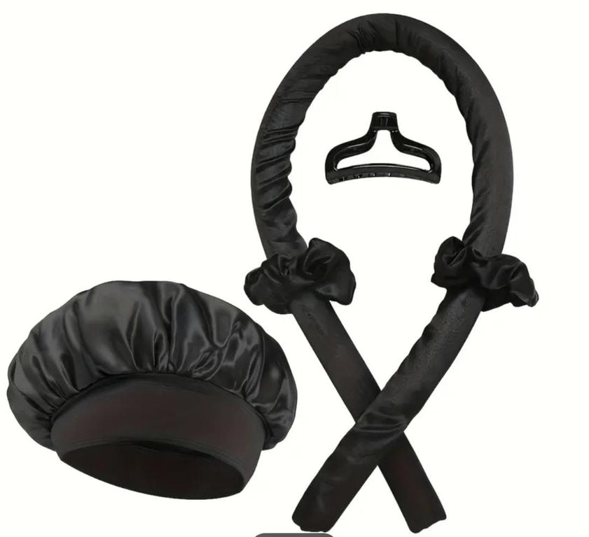 SET DE GORRO SATIN + ONDULADOR NEGRO PREMIUM