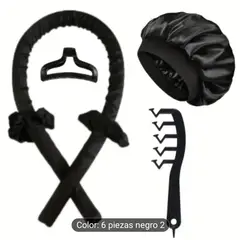 GENERICO - SET DE GORRO SATIN + ONDULADOR NEGRO PREMIUM