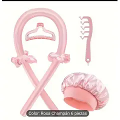 GENERICO - SET DE GORRO SATIN + ONDULADOR ROSA PREMIUM