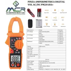 GENERICO - PINZA AMPERIMETRICA DIGITAL 600AMP AC/DC Ω, AUTO RANGO, NCV