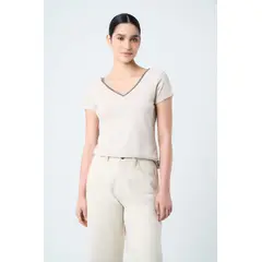 VELEZ - Vélez Camiseta Básica Mujer Millaré Metálico Arena