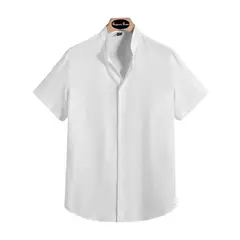 BENJAMIN RIVERO - Camisa seda hombre cuello mao slim