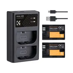 K&F CONCEPT - Cargador Dual + 2 Baterias LP-E6NH - KF28.0021