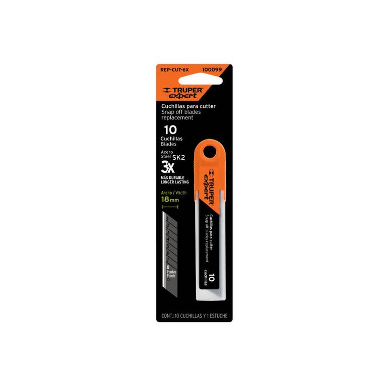 Estuche con 10 cuchillas SK2 de 18 mm para cutter Expert - 100099