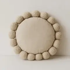 ZALMOHADAS - Cojín Redondo Pom Pom Camel 45x45 cm