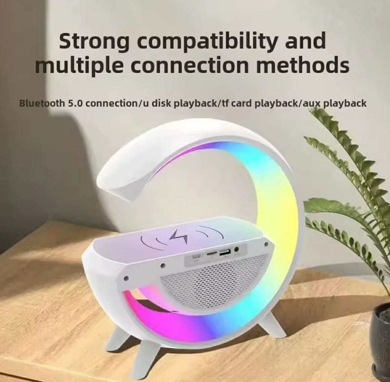 Lampara de Mesa Carga Inalambrica Bluetooth Parlante 5 en 1