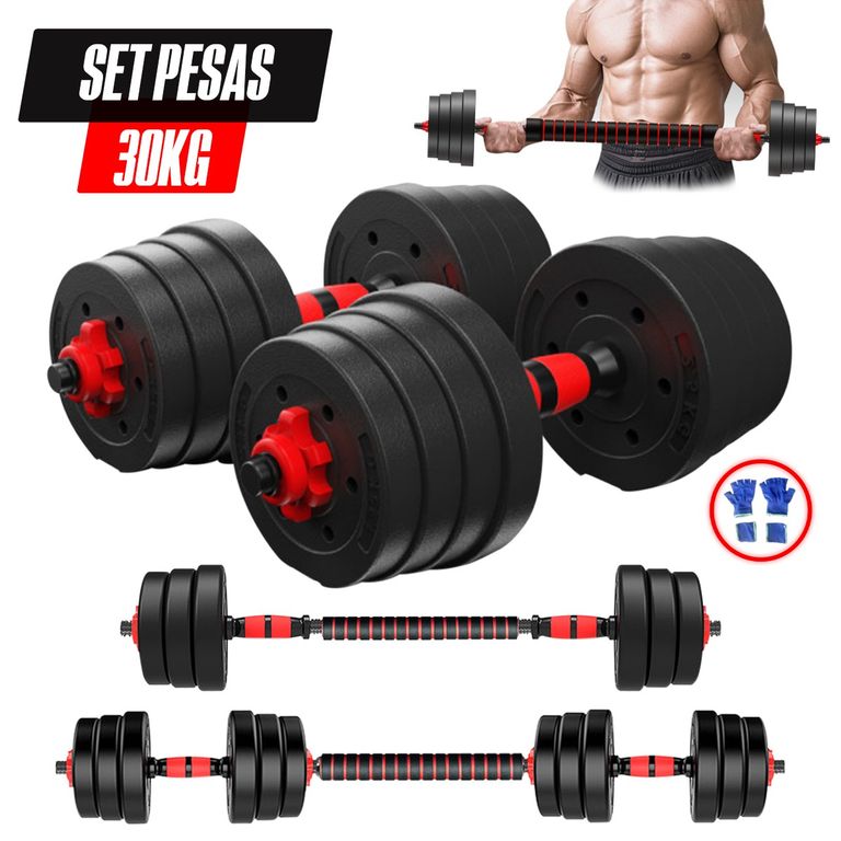 Set de Mancuernas Convertible de 30kg Importado