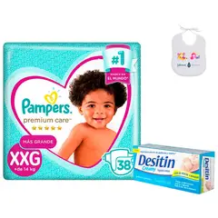 JOHNSONS - Pañales Pampers Premium Care XXG 38 + Crema Desitin 57 gr