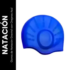 GRAVITAL - Gorro De Natacion Silico Con Orejera Azul