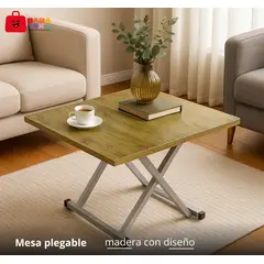 GENERICO - Mesa de Centro Plegable Compacta y elegante en diseño madera