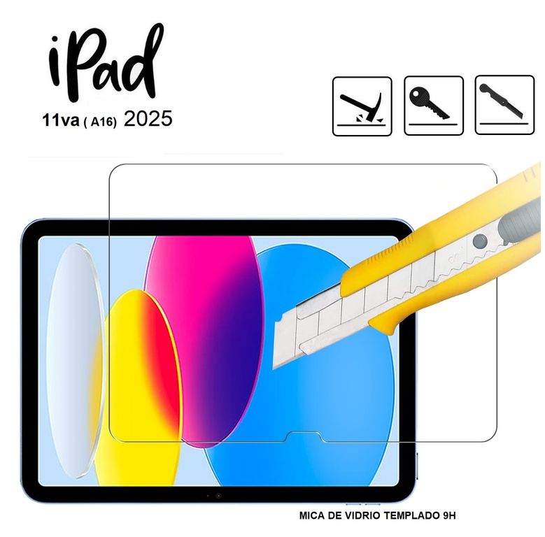 Mica de vidrio Templado 9H para iPad 11va A16 A3354 A3355 A3356