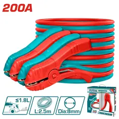 TOTAL TOOLS - Cable Para Batería 200amp Pinzas De Cobre De 14x9cm Total - PBCA12001