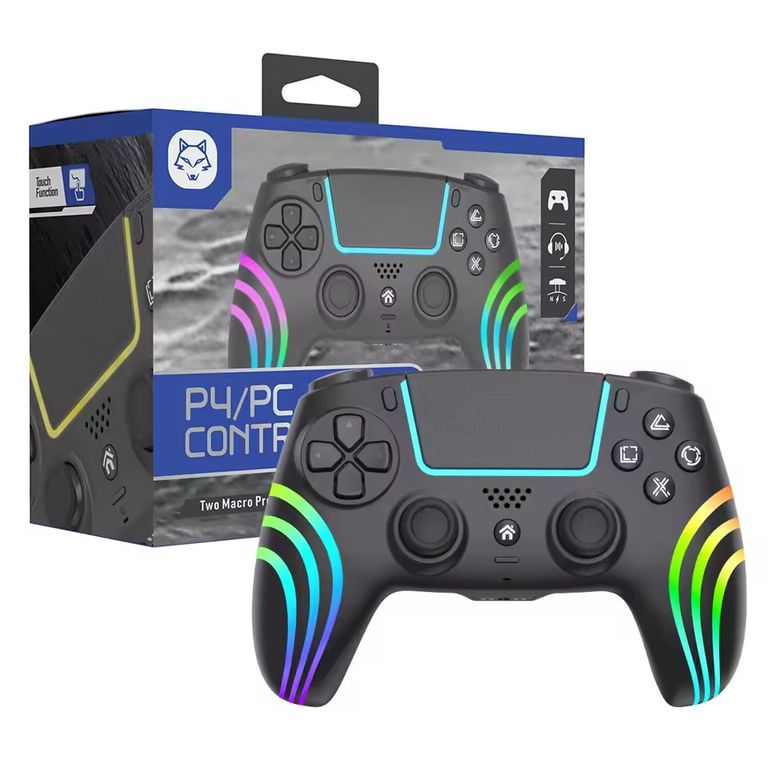 Controlador inalámbrico Bluetooth de doble vibración PS4 PC Mango RGB