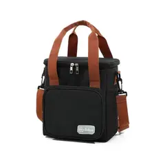 GENERICO - Lonchera portátil de gran capacidad con 2 bolsillos - NEGRO