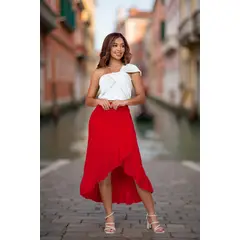 ARMA TU LOOK - FALDA ARUBA DE LINO CORTE CRUZADO