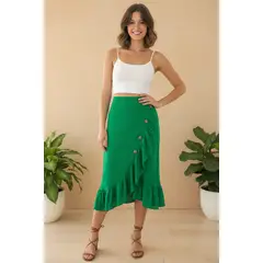 ARMA TU LOOK - FALDA BIANCA DE LINO CON OLANES