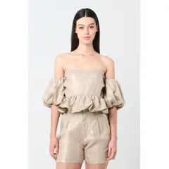 VELEZ - Vélez Camisa Elios En Lino Para Mujer Silueta Cropped Arena