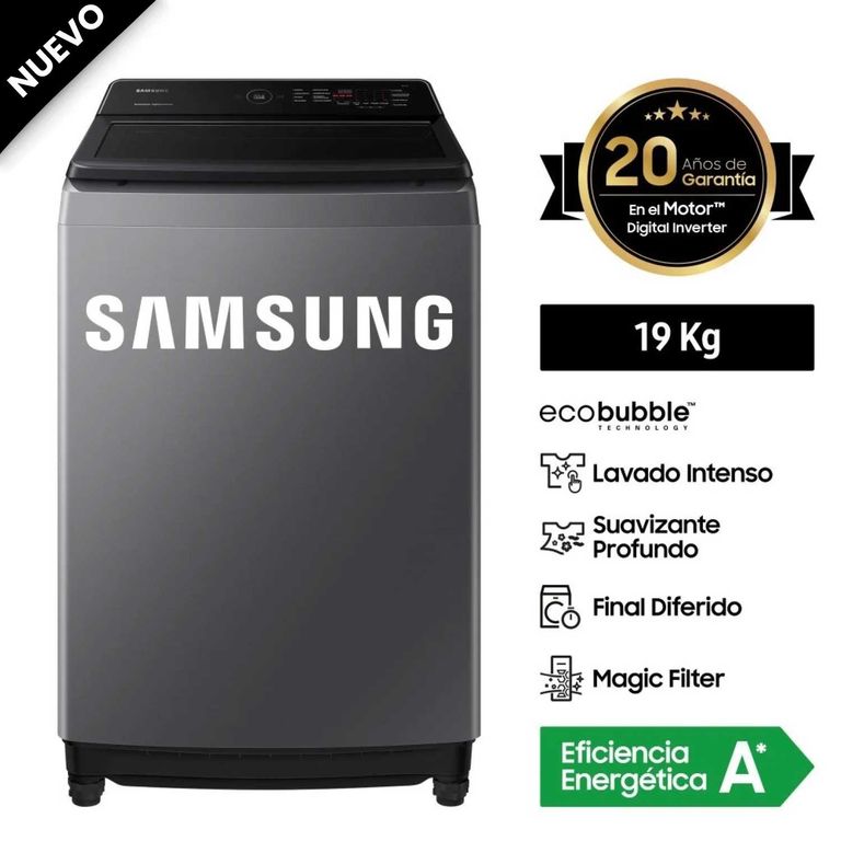 Lavadora 19 Kg Eco Bubble WA19CG6441BDPE Gris