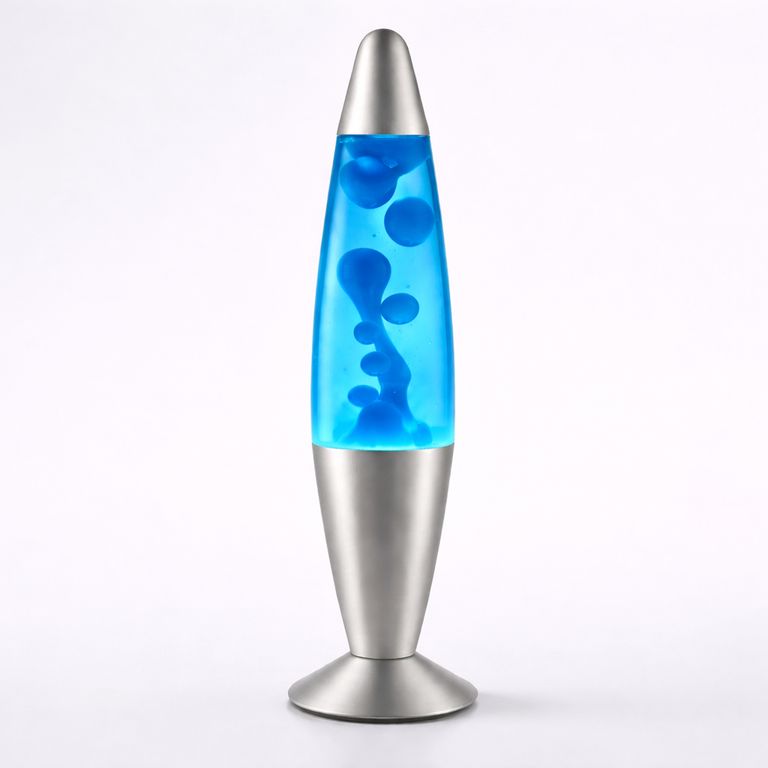 Lámpara de Lava LED Azul Retro Vintage - Decorativa para Dormitorios y Salas, Luz Ambiental 35 cm