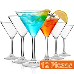 NADIR - Set 12 Copas Martini y Cóctel 250ml Vidrio Resistente