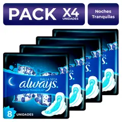 ALWAYS - PackX4 Toallas Noches Tranquilas Malla Seca 8 unidades