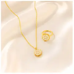 GENERICO - Collar y Anillo Girasol Antiestres para mujer