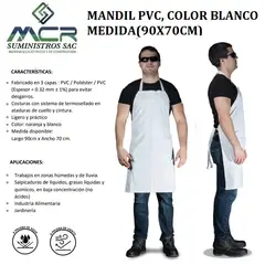 GENERICO - MANDIL PVCPOLIESTER COLOR BLANCO MEDIDA 90X70CM