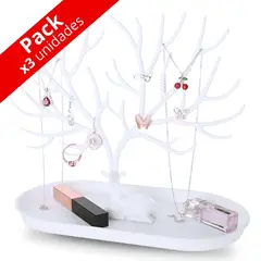 MINARI - Pack x3 Joyero Ciervo Organizador de Joyas Exhibidor Blanco JC12