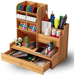 GENERICO - Organizador de escritorio oficina papelería color madera