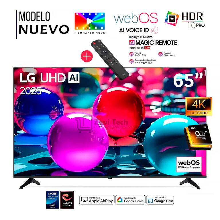 Televisor 65" Pulg Ultra HD 4K AI ThinQ 65UA7300 Modelo 2025 + Control Inteligente MAGIC