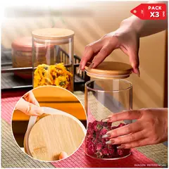 GENERICO - Frascos de Almacenamiento Circular de Vidrio Set X3