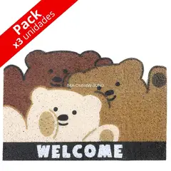 MINARI - Pack x3 Alfombra Tapete Absorbente Antideslizante de Baño Ositos W 84A