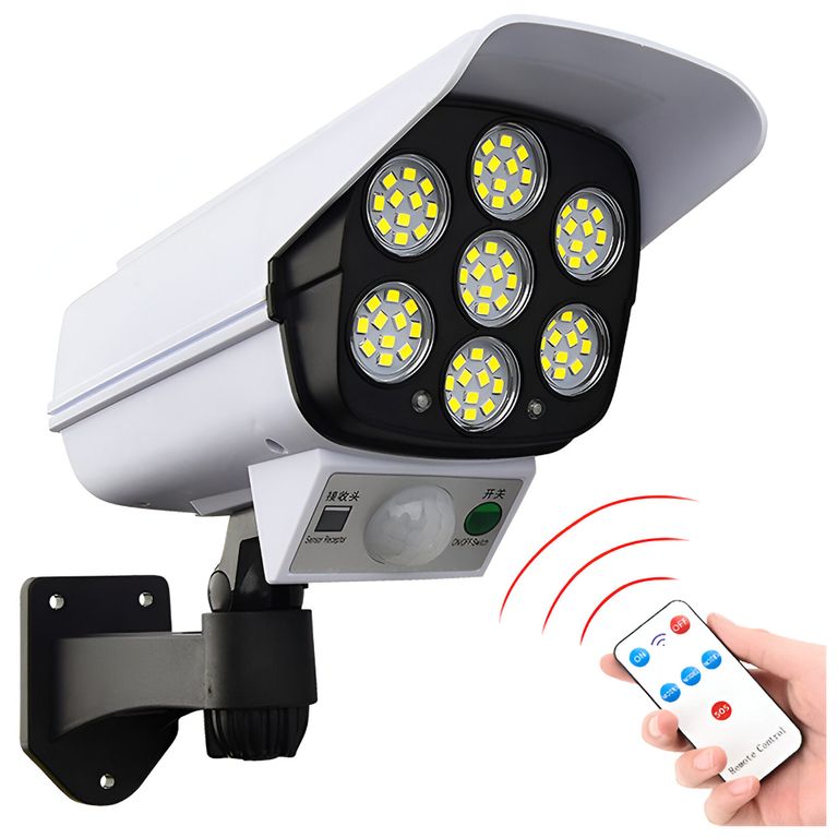 Reflector Lámpara Solar Con Sensor Exterior Cámara Falsa