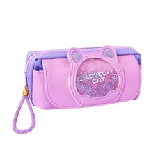 GENERICO - CARTUCHERA LOVELY CAT CUERO PU LILA