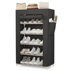 MINARI - Zapatera Organizador de Zapatos Estante 5 Niveles con Forro Negro ZF5