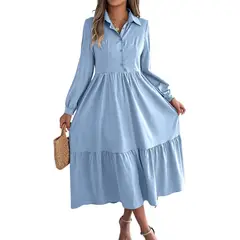 TIOZONEY - Vestido holgado informal-Azul Claro