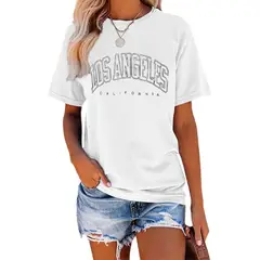 TIOZONEY - Blusa holgada estampada para mujer-Blanco