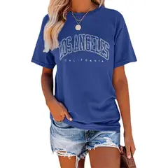 TIOZONEY - Blusa holgada estampada para mujer-Azul