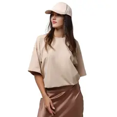 TIOZONEY - Camisetas lisas para mujer-Café