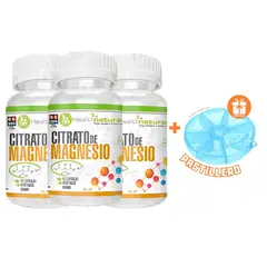 HEALTHNATURAL - PACK 3 CITRATO DE MAGNESIO 1500MG + REGALO PASTILLERO