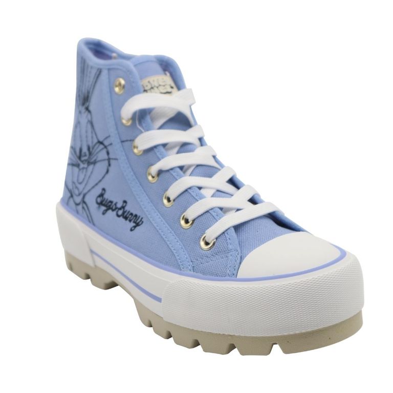 Zapatillas Botin Mujer Looney Tunes Casual Celeste